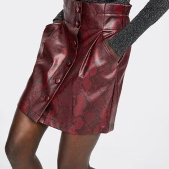 ZARA | Burgundy & Black Snakeskin Print Mini Skirt | EU M | VGUC - Picture 6 of 12